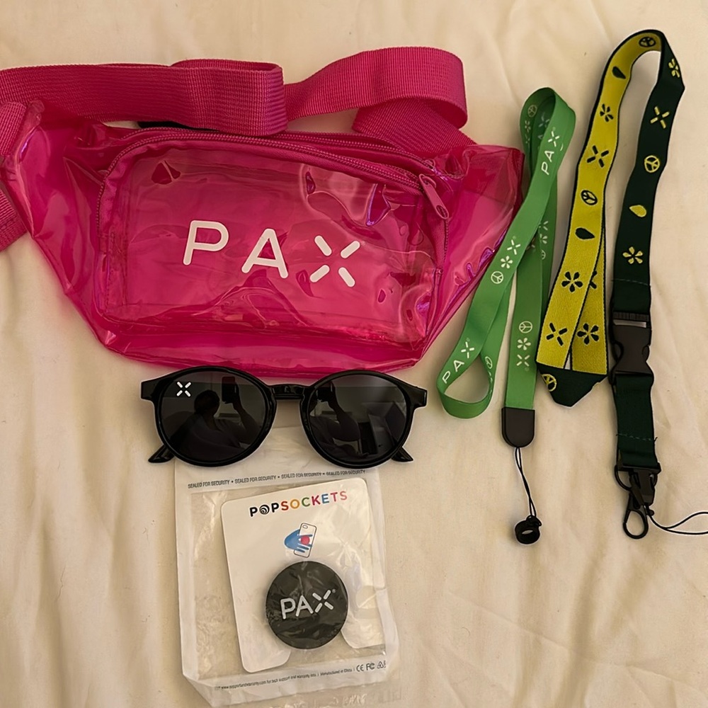 Pax Festival Pack. Fanny pack, sunglasses, insulated tote bag